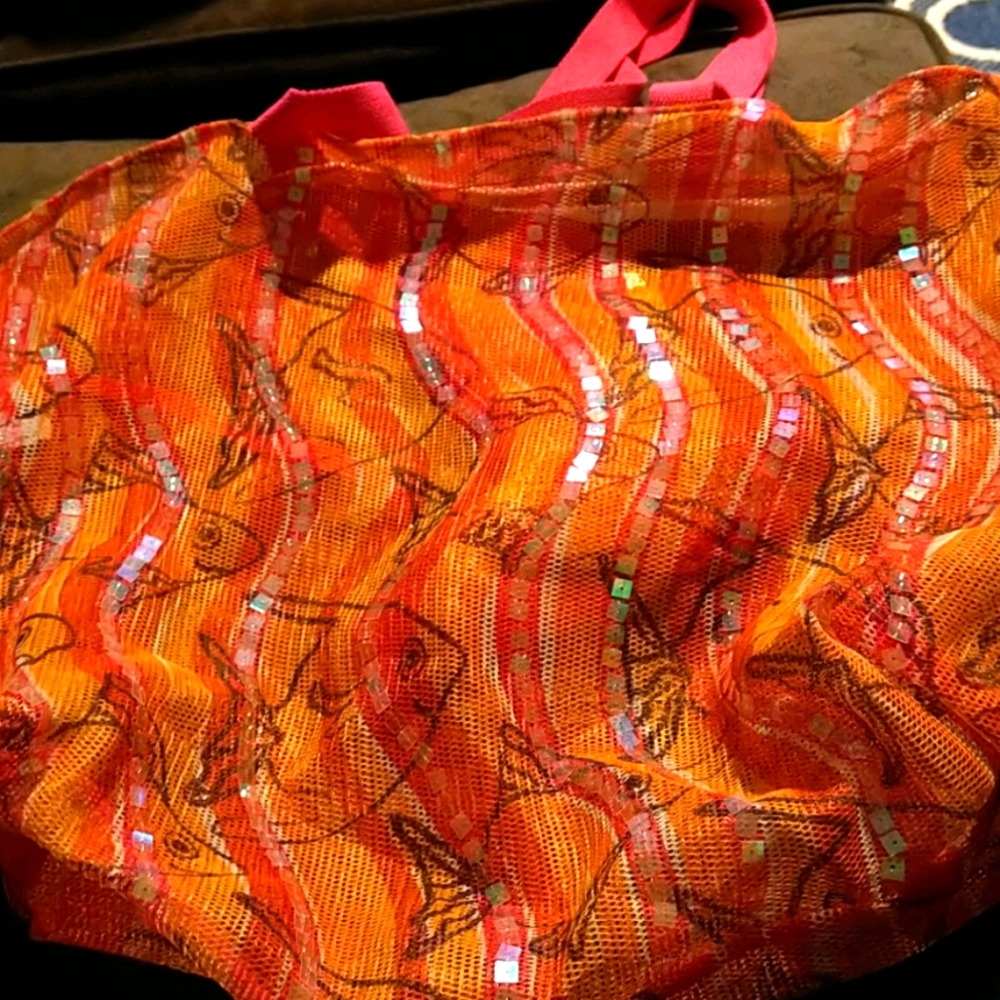 Mesh Fish Print Beach Bag